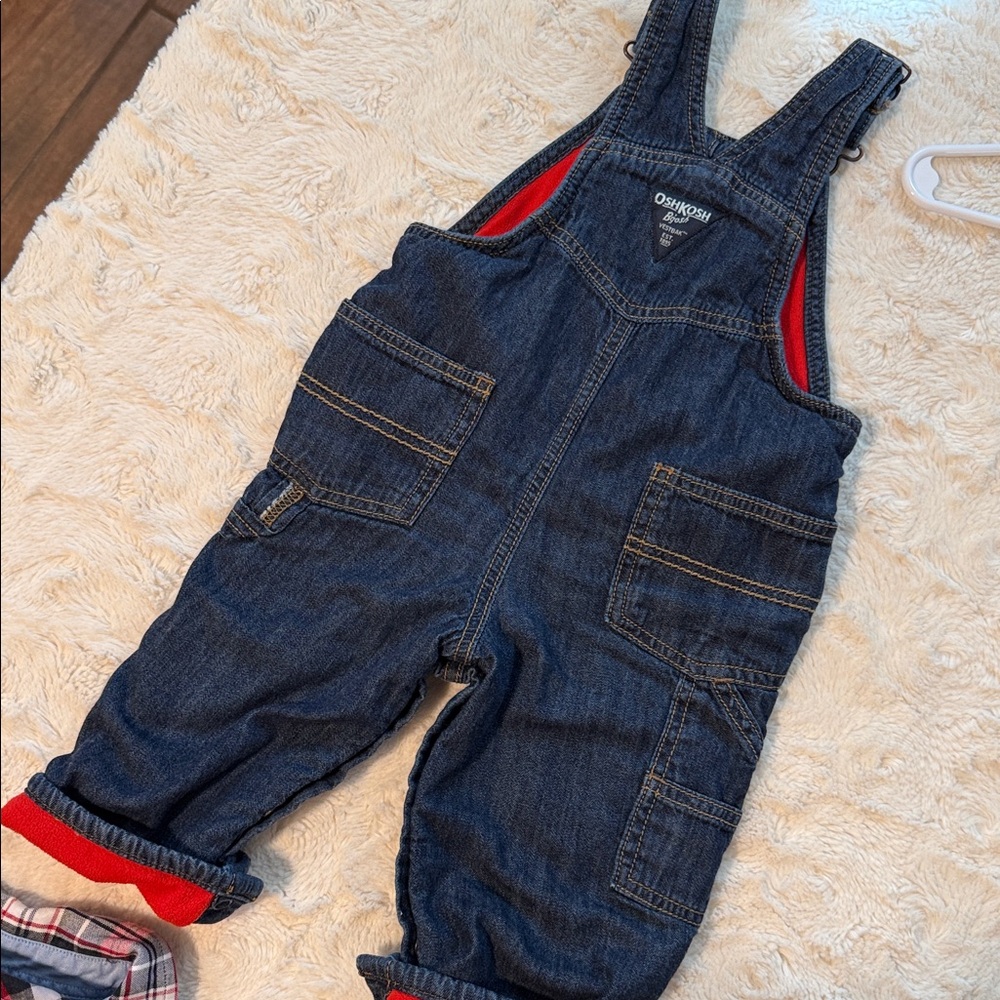 OshKosh B'gosh Overall with 2 button down shirts. - Picture 8 of 8